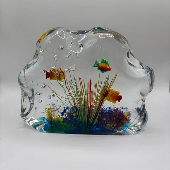 Murano Glass Multi Color Paperweight Fish Aquarium - Picture 9 of 12